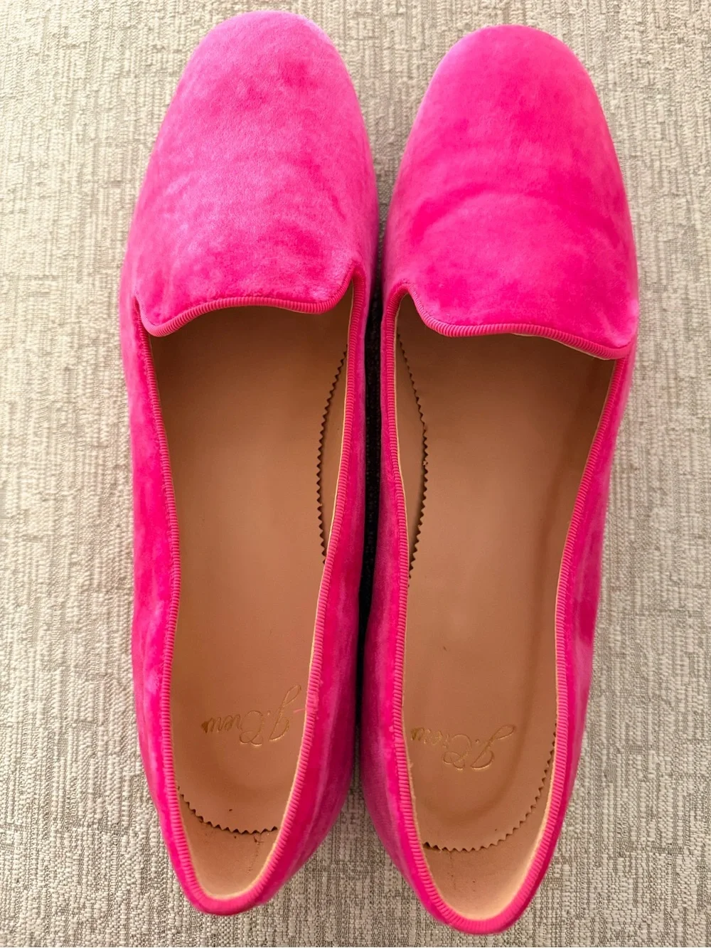 J. Crew Hot Pink Velvet Slip-On Flats - Picture 1 of 2